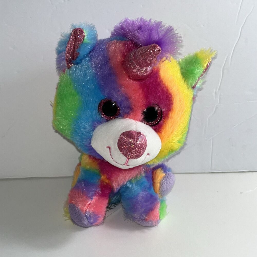 Hugfun Rainbow Unicorn Plush Stuffed Animal Pink Sparkle Horn Nose Glitter Eyes